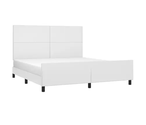 Voodiraam Peatsiga, Valge, 180X200 cm Kunstnahk