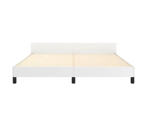 Voodiraam Peatsiga, Valge, 180X200 cm Kunstnahk