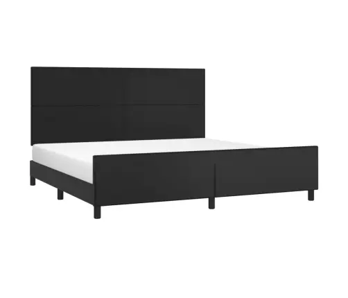 Voodiraam Peatsiga, Must, 200X200 cm Kunstnahk