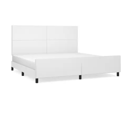 Gultas Rāmis Ar Galvgali, Balts, 200X200 Cm, Mākslīgā Āda Vidaxl