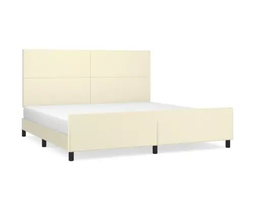 Gultas Rāmis Ar Galvgali, Krēmkrāsas, 200X200 Cm, Mākslīgā Āda Vidaxl