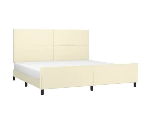 Gultas Rāmis Ar Galvgali, Krēmkrāsas, 200X200 Cm, Mākslīgā Āda Vidaxl