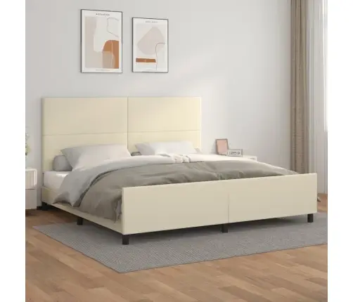 Gultas Rāmis Ar Galvgali, Krēmkrāsas, 200X200 Cm, Mākslīgā Āda Vidaxl