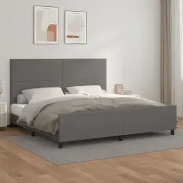 Gultas Rāmis Ar Galvgali, Pelēks, 200X200 Cm, Mākslīgā Āda Vidaxl