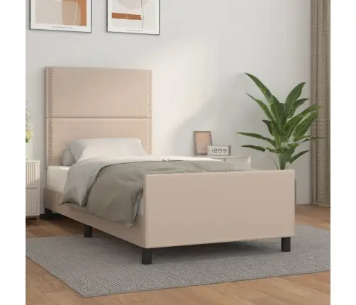 Voodiraam Peatsiga, Cappuccino, 90X190 cm Kunstnahk