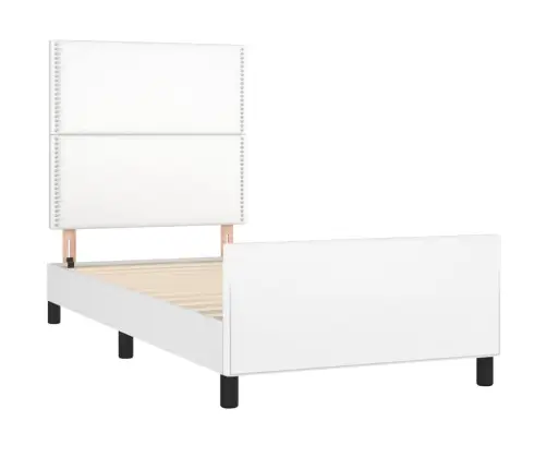 Gultas Rāmis Ar Galvgali, Balts, 90X200 Cm, Mākslīgā Āda Vidaxl