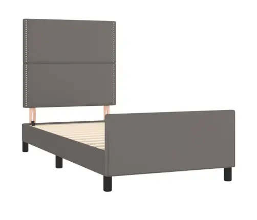 Lovos Rėmassu Galvūgaliu, Pilkos, 100X200cm Dirbtinė Oda