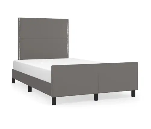 Gultas Rāmis Ar Galvgali, Pelēks, 120X200 Cm, Mākslīgā Āda Vidaxl