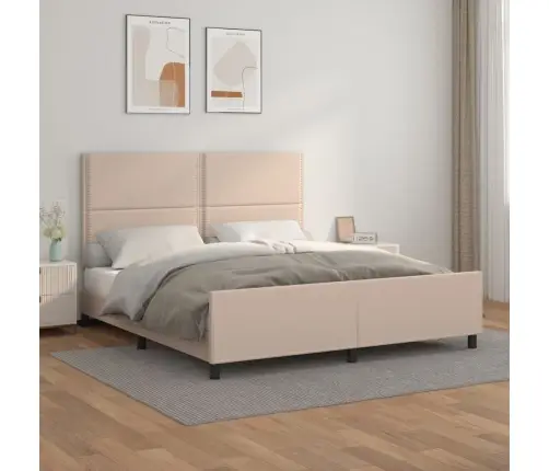 Voodiraam Peatsiga, Cappuccino,180X200 cm Kunstnahk