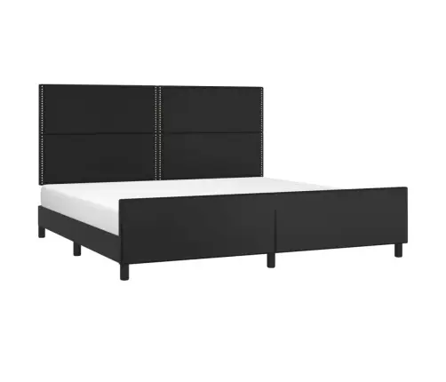 Lovos Rėmas Su Galvūgaliu, Juodos, 200X200 cm Dirbtinė Oda