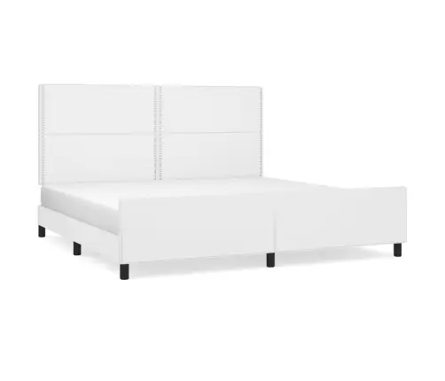 Gultas Rāmis Ar Galvgali, Balts, 200X200 Cm, Mākslīgā Āda Vidaxl