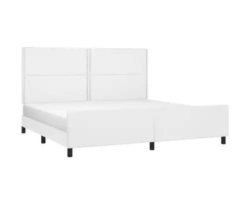 Gultas Rāmis Ar Galvgali, Balts, 200X200 Cm, Mākslīgā Āda Vidaxl