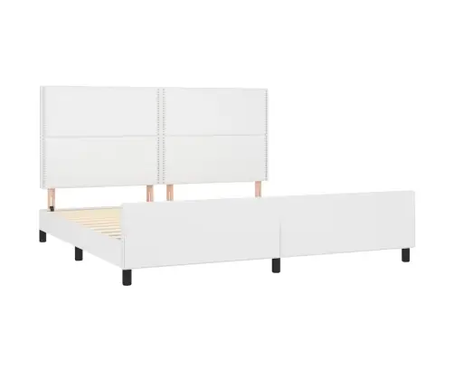 Gultas Rāmis Ar Galvgali, Balts, 200X200 Cm, Mākslīgā Āda Vidaxl