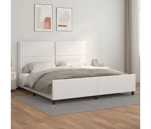 Gultas Rāmis Ar Galvgali, Balts, 200X200 Cm, Mākslīgā Āda Vidaxl
