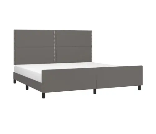 Voodiraam Peatsiga, Hall, 200X200 cm Kunstnahk