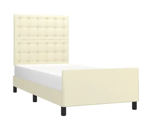 Gultas Rāmis Ar Galvgali, Krēmkrāsas, 80X200 Cm, Mākslīgā Āda Vidaxl