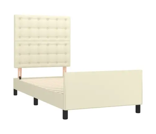 Gultas Rāmis Ar Galvgali, Krēmkrāsas, 80X200 Cm, Mākslīgā Āda Vidaxl