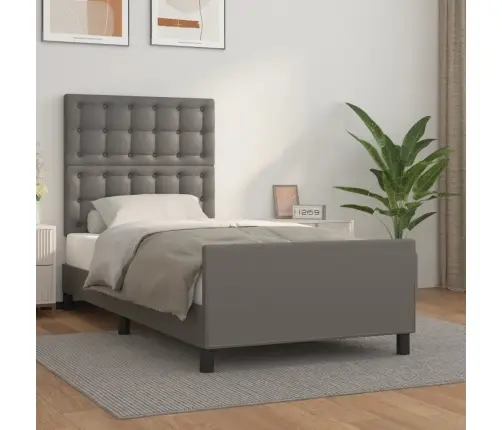 Gultas Rāmis Ar Galvgali, Pelēks, 80X200 Cm, Mākslīgā Āda Vidaxl