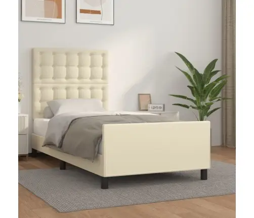 Lovos Rėmas Su Galvūgaliu, Kreminis, 90X190cm Dirbtinė Oda