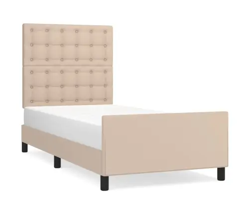 Voodiraam Peatsiga, Cappuccino, 90X190 cm Kunstnahk