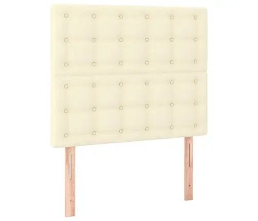 Voodiraam Peatsiga, Kreemjas, 90X200 cm Kunstnahk