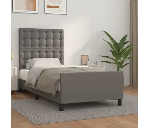 Lovos Rėmassu Galvūgaliu, Pilkos, 100X200cm Dirbtinė Oda