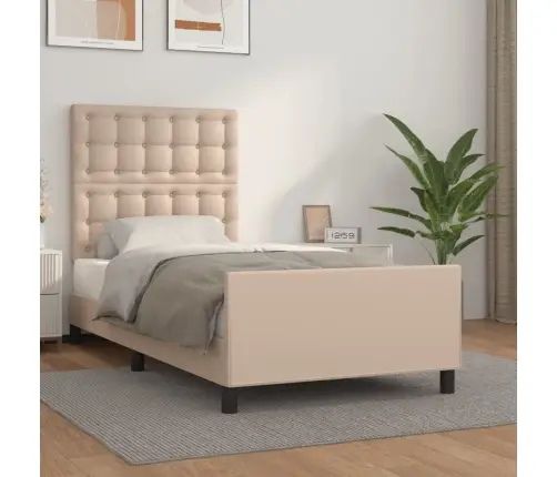 Voodiraam Peatsiga, Cappuccino, 100X200 cm Kunstnahast