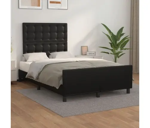 Lovos Rėmas Su Galvūgaliu, Juodas, 120 X 200 cm Dirbtinė Oda