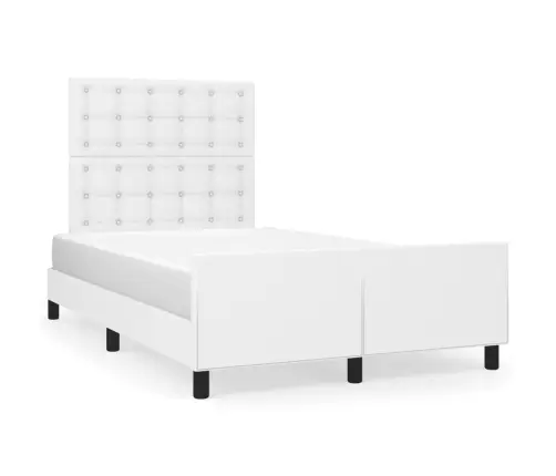 Voodiraam Peatsiga, Valge, 120X200 cm Kunstnahk