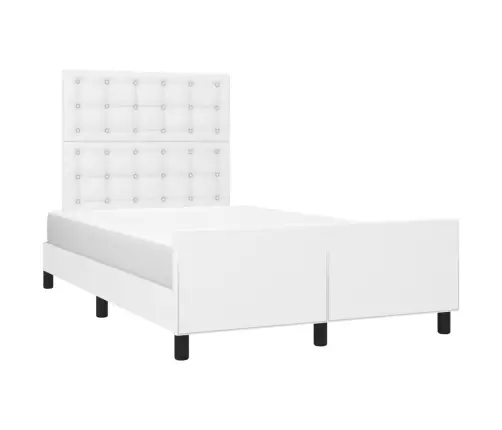 Voodiraam Peatsiga, Valge, 120X200 cm Kunstnahk