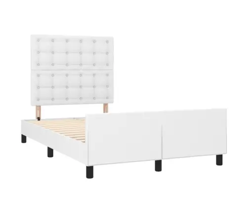 Voodiraam Peatsiga, Valge, 120X200 cm Kunstnahk