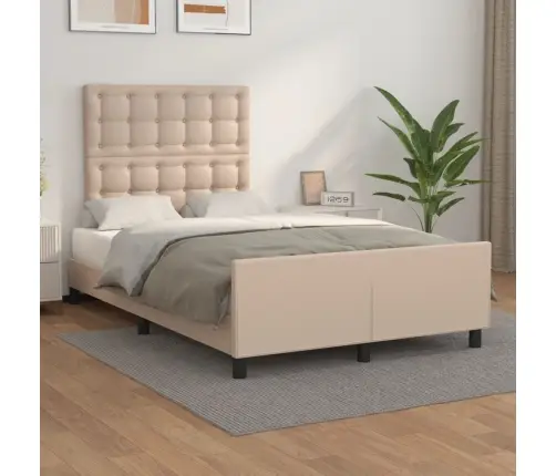 Gultas Rāmis Ar Galvgali, Kapučīno, 120X200 Cm, Mākslīgā Āda Vidaxl