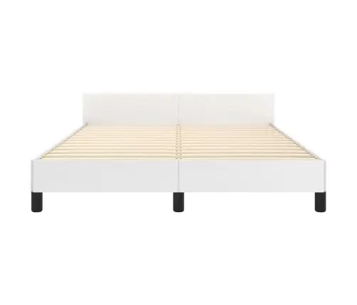 Voodiraam Peatsiga, Valge, 140X190 cm Kunstnahk