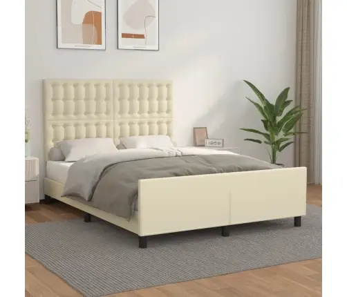 Lovos Rėmas Su Galvūgaliu, Kreminis, 140X190cm Dirbtinė Oda