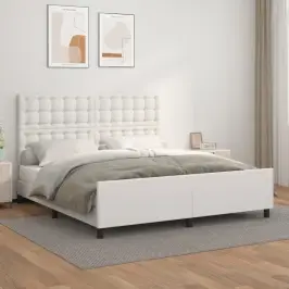 Lovos Rėmas Su Galvūgaliu, Baltos, 160X200cm Dirbtinė Oda