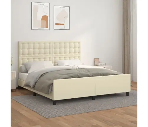 Lovos Rėmas Su Galvūgaliu, Kreminis, 160X200cm Dirbtinė Oda