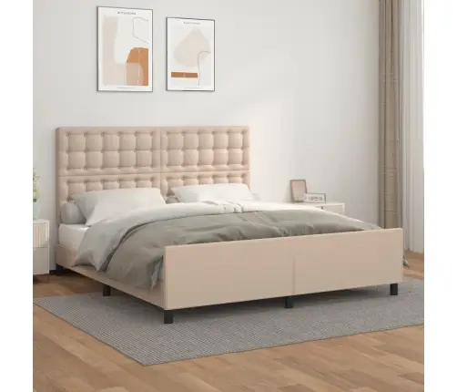 Gultas Rāmis Ar Galvgali, Kapučīno, 160X200 Cm, Mākslīgā Āda Vidaxl