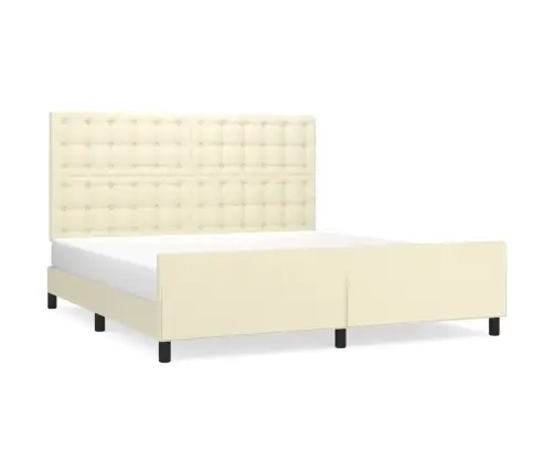 Gultas Rāmis Ar Galvgali, Krēmkrāsas, 180X200 Cm, Mākslīgā Āda Vidaxl