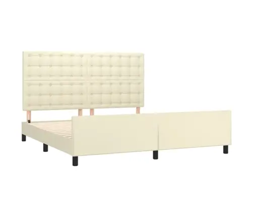 Gultas Rāmis Ar Galvgali, Krēmkrāsas, 180X200 Cm, Mākslīgā Āda Vidaxl