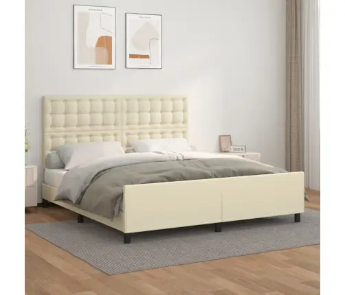 Gultas Rāmis Ar Galvgali, Krēmkrāsas, 180X200 Cm, Mākslīgā Āda Vidaxl