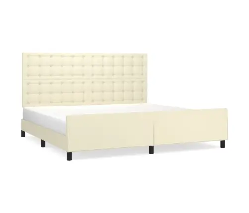 Lovos Rėmas Su Galvūgaliu, Kreminis, 200X200 cm Dirbtinė Oda