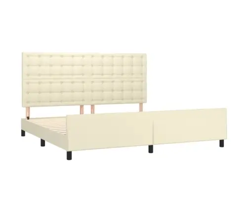 Lovos Rėmas Su Galvūgaliu, Kreminis, 200X200 cm Dirbtinė Oda