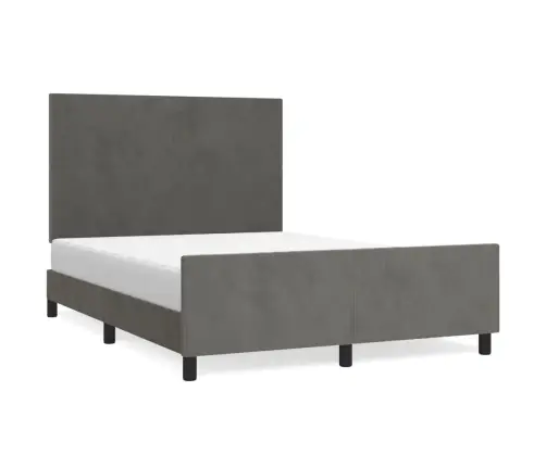 Gulta Bez Matrača, Tumši Pelēks, 140X190 Cm, Samts Vidaxl