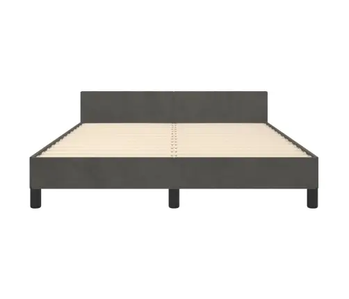 Gulta Bez Matrača, Tumši Pelēks, 140X190 Cm, Samts Vidaxl