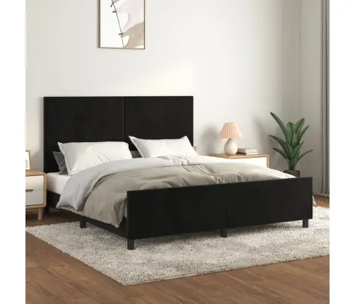 Lovos Rėmas Be Čiužinio, Juodos Spalvos, 160X200cm Aksomas