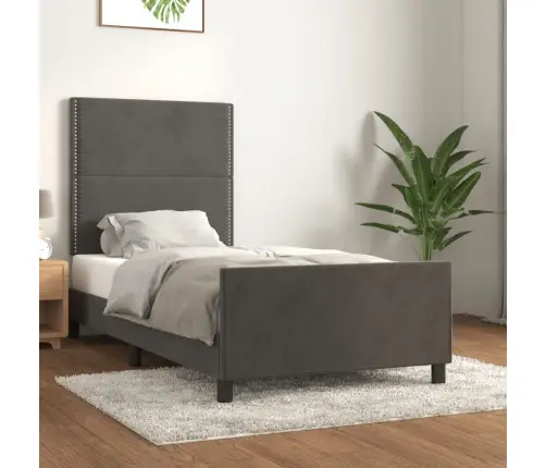 Gultas Rāmis Bez Matrača, Tumši Pelēka Samts, 90X190 Cm Vidaxl