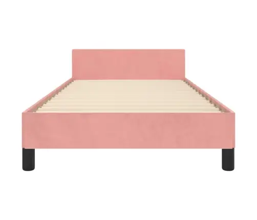 Gultas Rāmis Ar Galvgali, Rozā Samts, 90X200 Cm Vidaxl