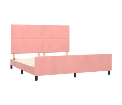 Gultas Rāmis Ar Galvgali, Rozā Samts, 160X200 Cm Vidaxl