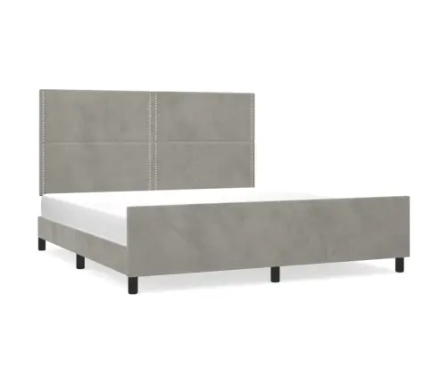 Gultas Rāmis Ar Galvgali, Gaiši Pelēks Samts, 180X200 Cm Vidaxl