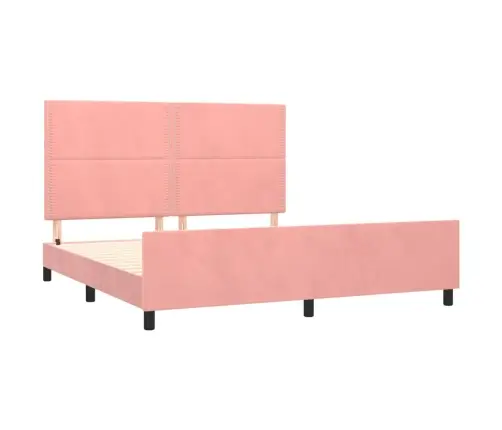 Voodiraam Peatsiga, Roosa, 180X200 cm Samet